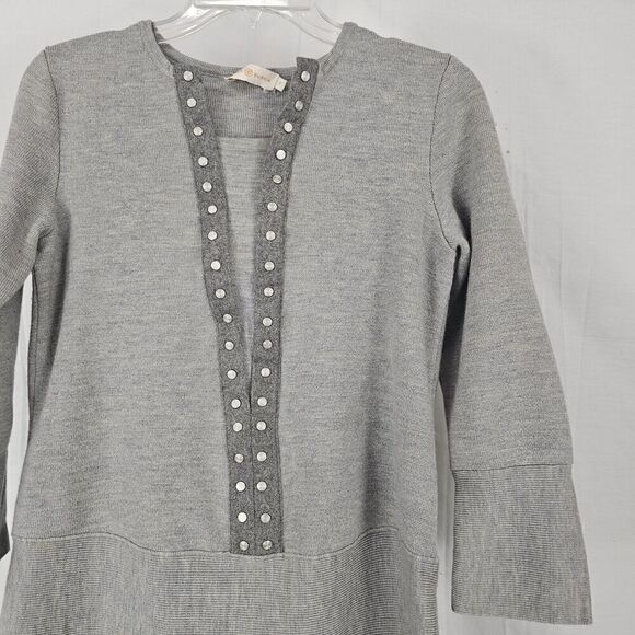 Tory Burch Yessica Sweater In Gray 3/4 Sleeve Tunic Women's Size Small - Picture 4 of 6